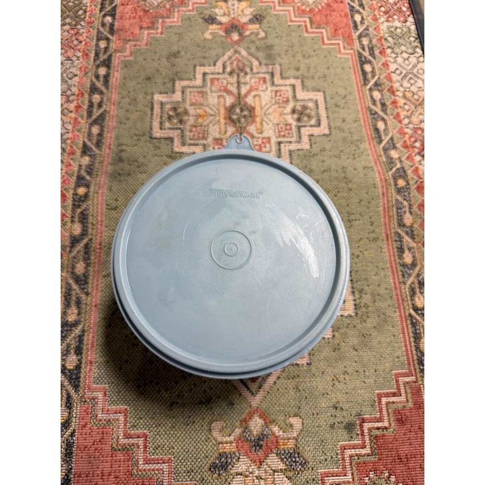Vintage Tupperware Servalier Canister 807 Blue Lid Translucent Round Storage